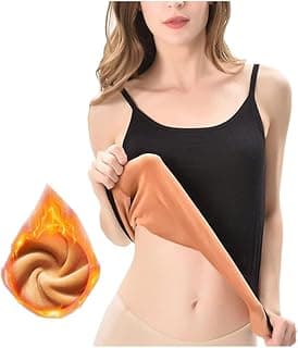 HSR Women's Thermal Underwear Tops Thicken Plus Velvet Camisole Apricot Sexy Stretchy Slim-Fit Body Shaper Vest Shirt (Free Size) (Bust Size : 66 to 90 CM) Stretchable