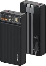 Portronics Luxcell Bind 20k 20000mAh Powerbank with 22.5W Fast Charging, in-Built Type C PD(Input & Output) /8 Pin Cable, LED Indicator, USB-A Mach Output, Compatible with Smartphones,Tablets(Black)