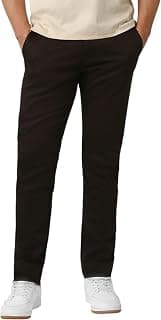 Peter England Men's Slim Fit Stretchable Cotton Satin Casual Trousers | Office & Everyday Wear | Comfortable & Smart Look