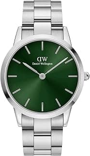 Daniel Wellington Iconic Analog Watch for Women with Green Round Dial & Silver Stainless Steel Bracelet Band Water Resistant Women's Wrist Watches - DW00100339
