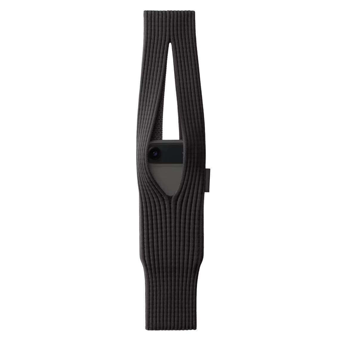 RANGILI 3D Knitted Phone Pouch with Adjustable 40cm Crossbody Strap | Stretch Knit Sling Bag for Smartphones | Neck Lanyard Case for Women & Men | Black