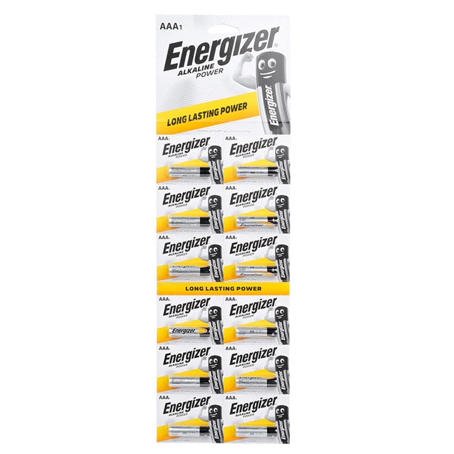 Energizer Alkaline Power AAA Batteries - Pack of 12, Long-Lasting, Leak-Proof, Ideal for Everyday Devices