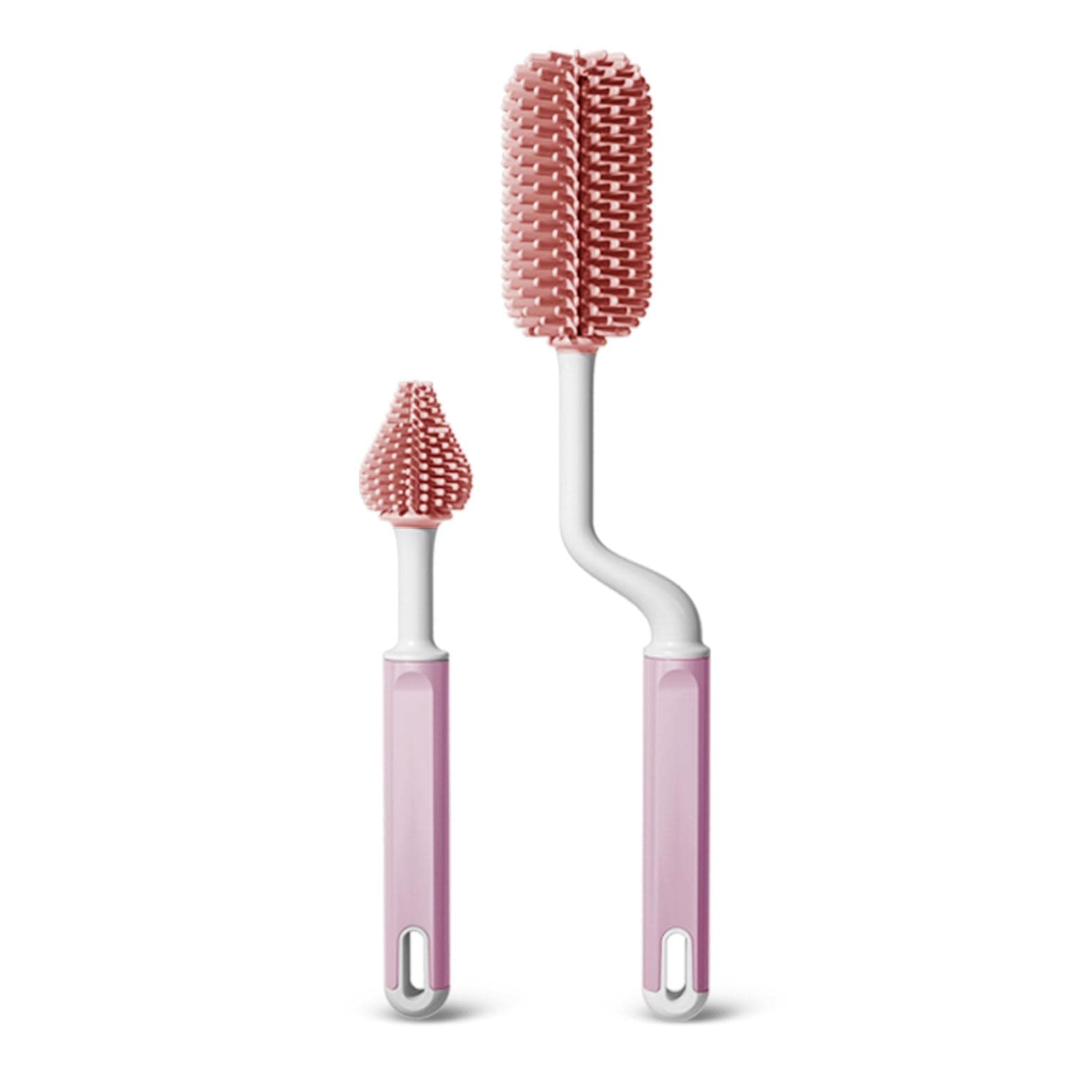 Mee Mee 360° Silicone Bristle Cleaning Brush Set | Included Components: Bottle Brush, Nipple Cleaner | BPA-Free Ergonomic Handle for Narrow & Wide Neck Bottles | Pink