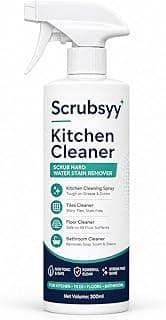 Scrubsyy Kitchen Cleaner Spray 300ml | Grease & Hard Water Stain Remover | Foam Cleaner for Kitchen, Bathroom, Tiles, Sink, Chimney & Floor | Vinegar Powered Spray, (PACK OF 1)