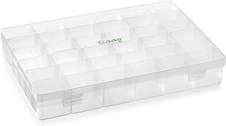 Clazkit Plastic 36 Grid Cells Multicolorpurpose Jewellery Organizer Rectangular Storage Box, with Adjustable Dividers, Transparent Storage Organizer Box for Jewelry Beads Earring