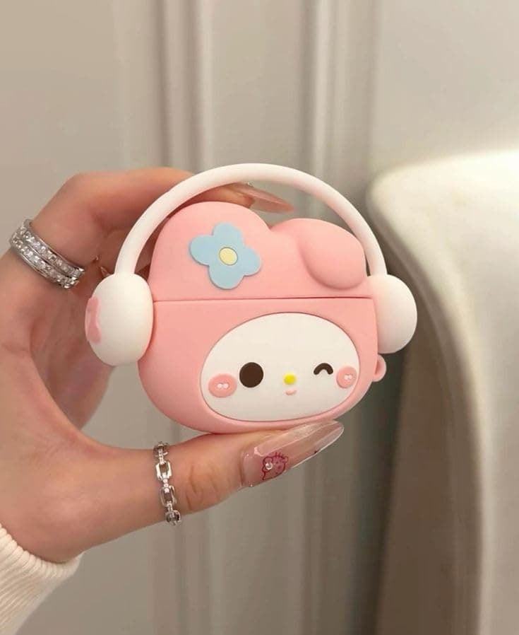 Meyaar Silicone Cute Cartoon Design Case Cover for Apple Airpods Pro Case 2019/Airpods Pro 2nd Generation Case 2022, 3D Cover for Airpods Pro 2 Case for Girls/Boys. (Peach Kitty)