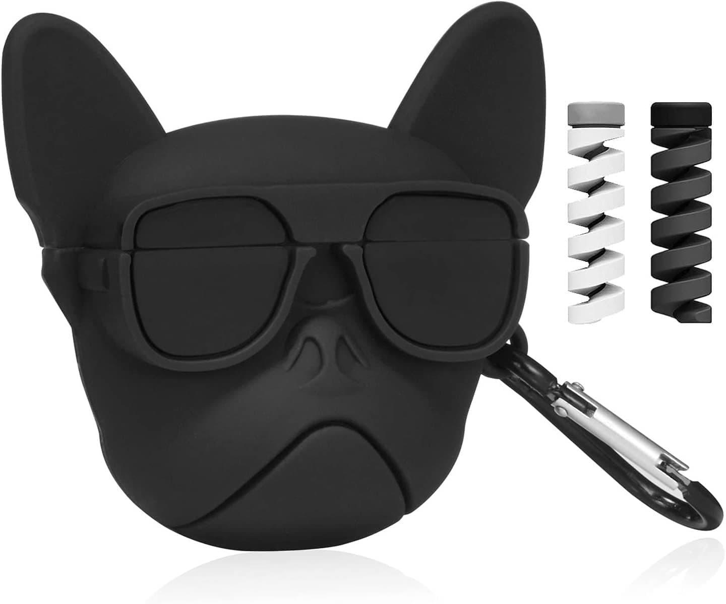 Like Star (2024) Cartoon Design Case Cover for Apple AirPods Pro/Pro2, 360° Full-Body Protective Case Shockproof with Keychain Skin Protector Cover for Men and Women (Black Dog) With (Cable Protector)