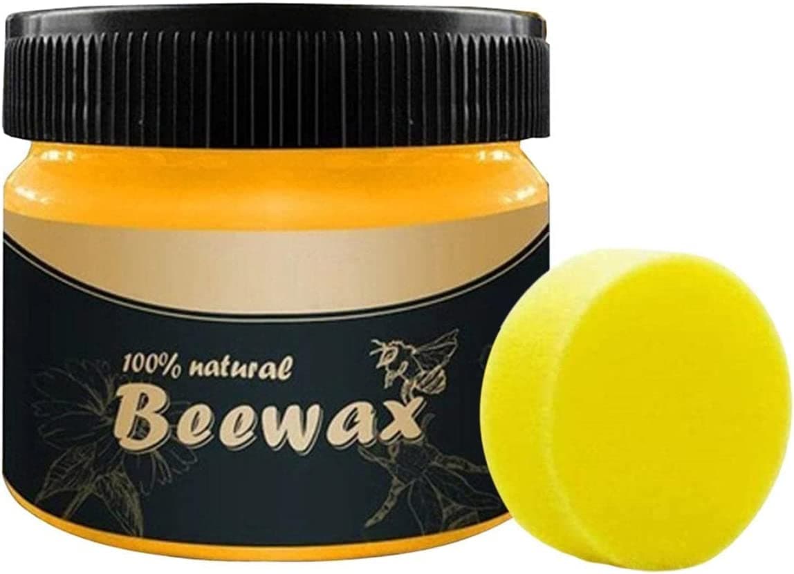 SHREE VALLV Wood Seasoning Bee Wax With Spounges | Natural Beeswax Polish Wood Furniture Polish & Cleaner For Wood Doors, Table, Chair, Cabinet, Floor for Furniture to Beautify & Protect.