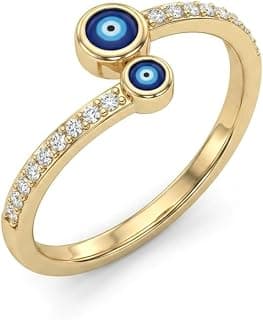 SALTY Anti Tarnish Amor Evil Eye Finger Ring for Women | Adjustable Fancy Jewellery Design | Latest Fashion Accessories for Girls | Minimal Jewelry | Ideal for Gifting | Marriage, Birthday | Gift for Valentine Day