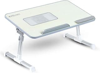 Portronics Aluminium My Buddy Plus Adjustable Laptop Table with Built-in USB Cooling Fan, Foldable Legs, Adjustable Angle for Home, Office, Working, Gaming & Writing(Grey), 52cm, 30cm