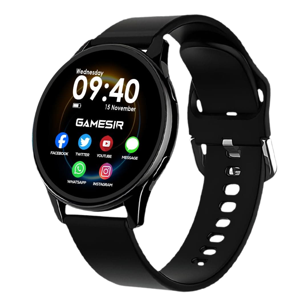 GameSir Evo Vista Premium Smartwatch 1.39" Round Display with Stainless Metal Strep, Bluetooth Calling & Health Monitoring, Multi Sports Modes, Voice Assistant, Waterproof for Men’s & Women’s (Black)