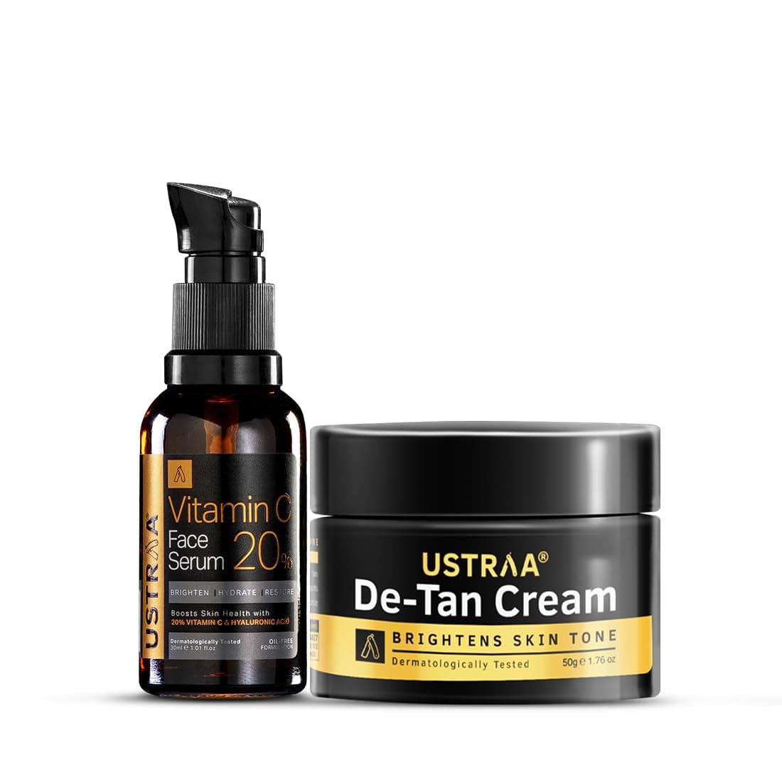 Ustraa 20% Vitamin C Face Serum - 30ml | 20% Vitamin C in Pure form | Anti-Aging, Brightening & De-Tan Cream For Men -50g | Effective Tan Removal | Even Skin tone, Prevents Dark Spots, Without Bleach