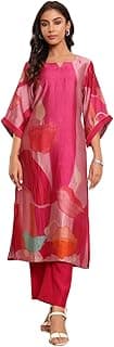 Varanga Women Printed Straight Kurta Pant Set |Chanderi Silk | Summer Wear | Soft, Lightweight & Breathable | Casual Wear