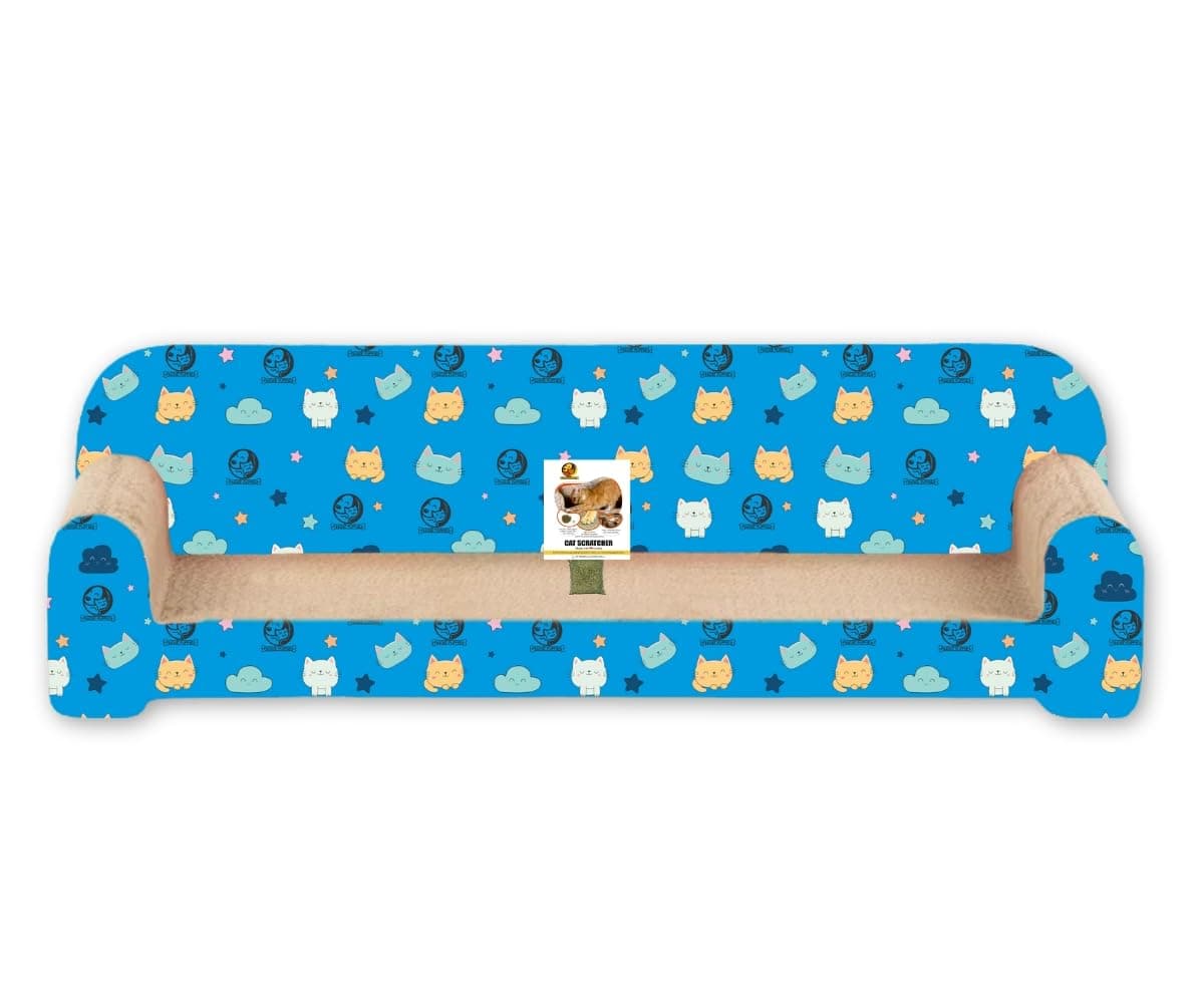 Foodie Puppies Cat Scratcher Pad with Catnip for Cats & Kittens - (Sofa 52 x 26 x 15 cm) | Durable Modern Longue Corrugated Cardboard Cat Scratching Pad for Furniture Protection, Play & Relaxation