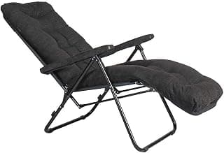 FURLAY Alloy Steel Foldable Recliner Easy Chair For Home Use|2 Years Warranty|6 Adjustable Position(Jet Black)