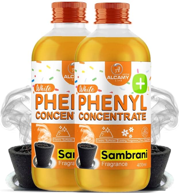 AAAL Disinfectant White Phenyl Concentrate Liquid 800 ML | Makes 16 To 20 Litre Of Thick White Phenyl | Sambrani, 800 ML