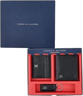 Tommy Hilfiger Amadeus Men Gift Set | Black | Wallet & Card Holder | Keyfob | Casual