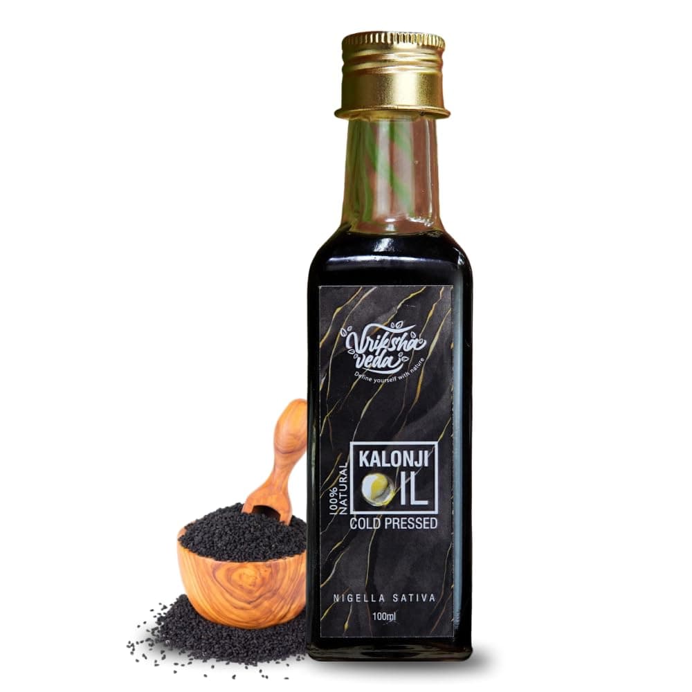 Vriksha Veda Pure Kalonji (Black Seed) Oil for Hair and Skin Care I Cold-Pressed I 100 ml