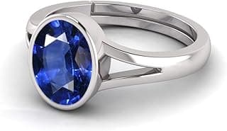 SIDHARTH GEMS 13.00 Ratti (AA++) Certified Blue Sapphire Ring (Nilam/Neelam Stone Silver Ring)(Size 20 to 23) for Men and Woman