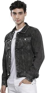The Indian Garage Co Men Blue Slim Fit Solid Denim Trucker Jacket