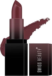 SWISS BEAUTY Hd Matte Pigmented Smudge Proof Lipstick | Creamy Matte Long Stay Lipstick | Brandy Harrington, 3.4g