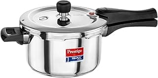 Prestige 3 Litre TRIPLY Svachh Outer Lid Pressure Cooker | Deep Lid for Spillage Control | Gas & Induction Compatible | Gasket Release System | Visual Pressure Indicator | 5Y Warranty | ISI