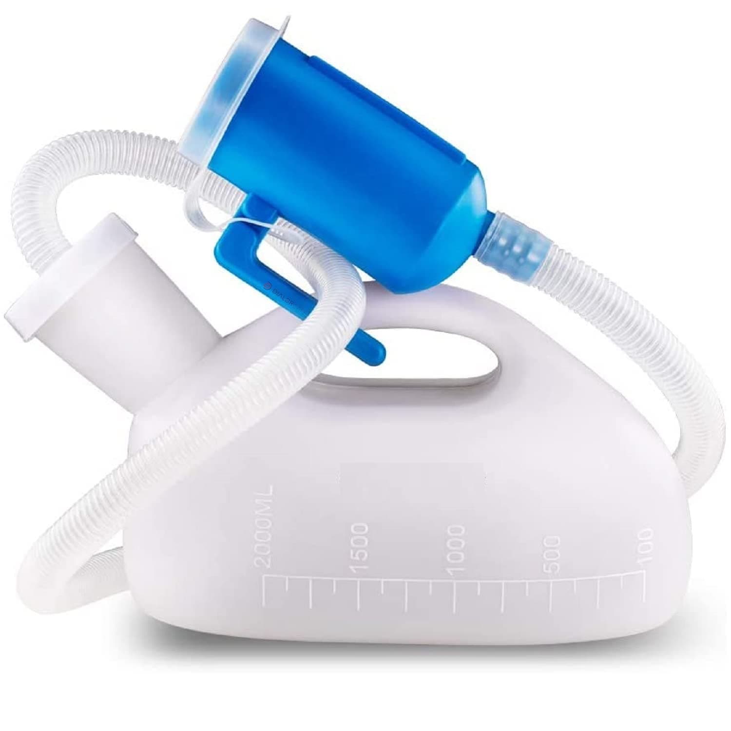 DIALDRCARE 2000ML Portable Male Urinal For Hospital Camping Car Travel With 65" Long Tube(White)