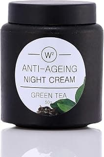 W2 Anti-Aging Night Cream | Green Tea & Mulberry | Night Moisturizer | Reduces Signs of Aging, Hydrates, Evens Skin Tone, UV Protection (50 gm, Anti Aging-Night Cream)
