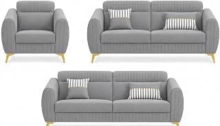Premium Modern 2 Seater Sofa, Grey Luxury Fabric Loveseat, Comfortable Designer Couch for Living Room