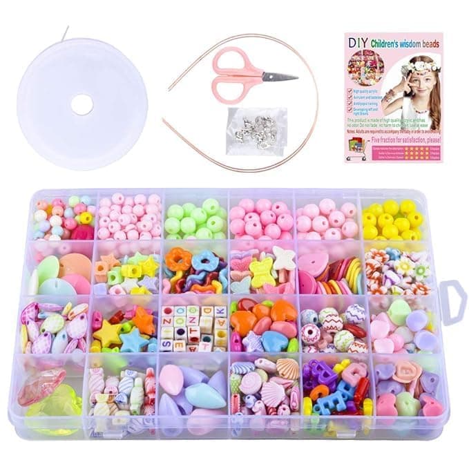 Renesmee Children's Jewelry Making Kit | DIY Bracelets, Necklaces, Hairbands, and Rings Craft Set | Plastic Beads for Kids' Crafts for Birthday Gift