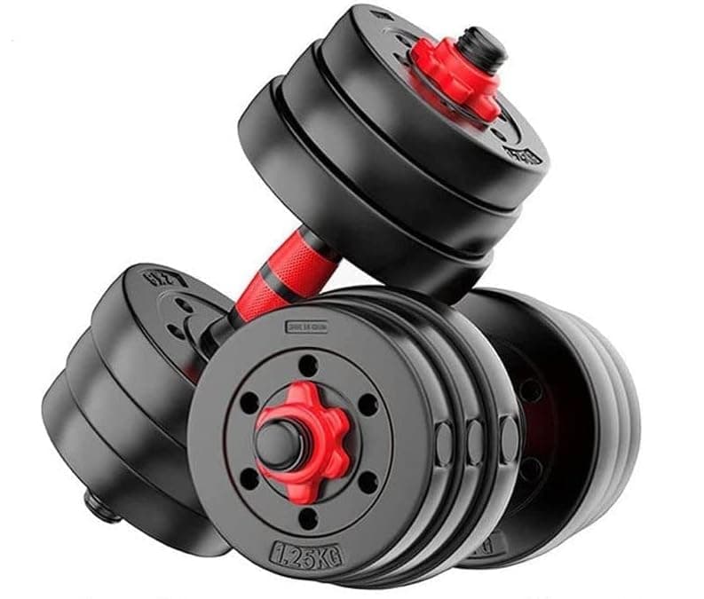 FitBox Sports Intruder Dumbbells 16kg (2kg x 6) Button Shapped Weight Plates & Dumbbell Rods for Home Gym Set, Black