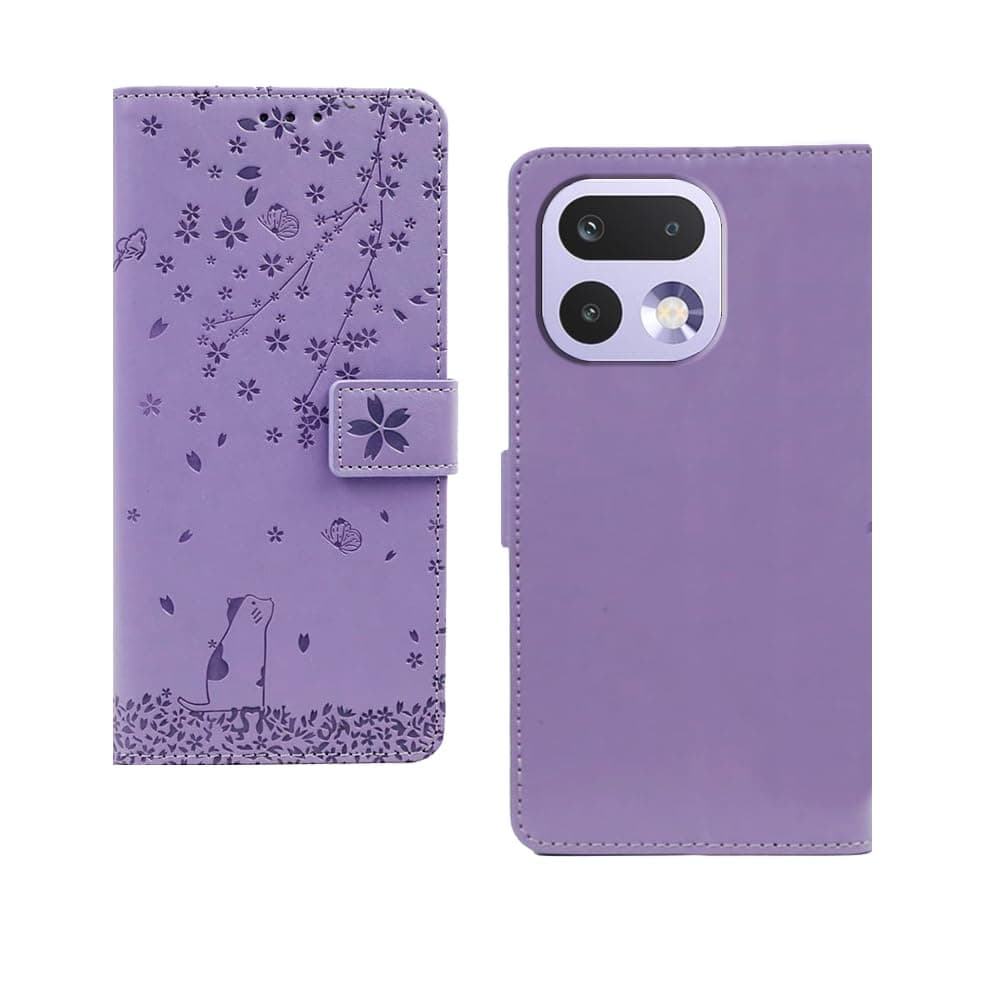 amazon basics Realme 16 Pro 5G Flip Cover | Card Pockets Wallet & Stand | Flip Cover for Realme 16 Pro 5G (Purple Tree)