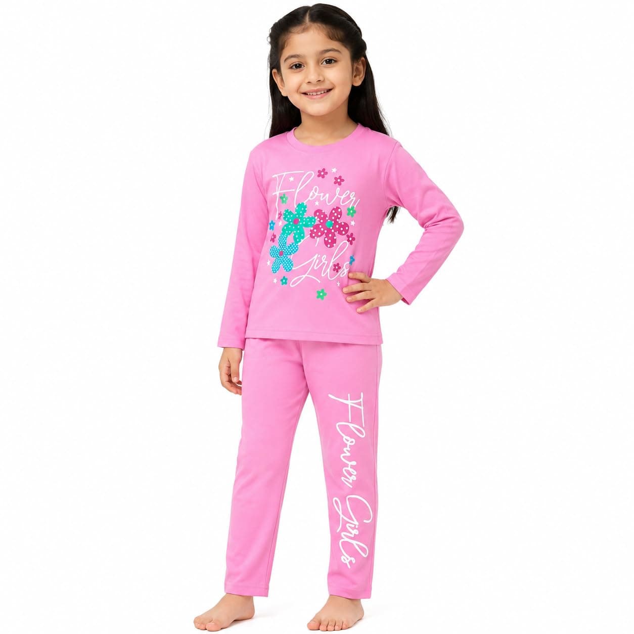 NammaBaby Girl's Soft Cotton Night Suit (Printed T-Shirt & Pant Set/Girls Night Dress/Nightwear) Pack of 1
