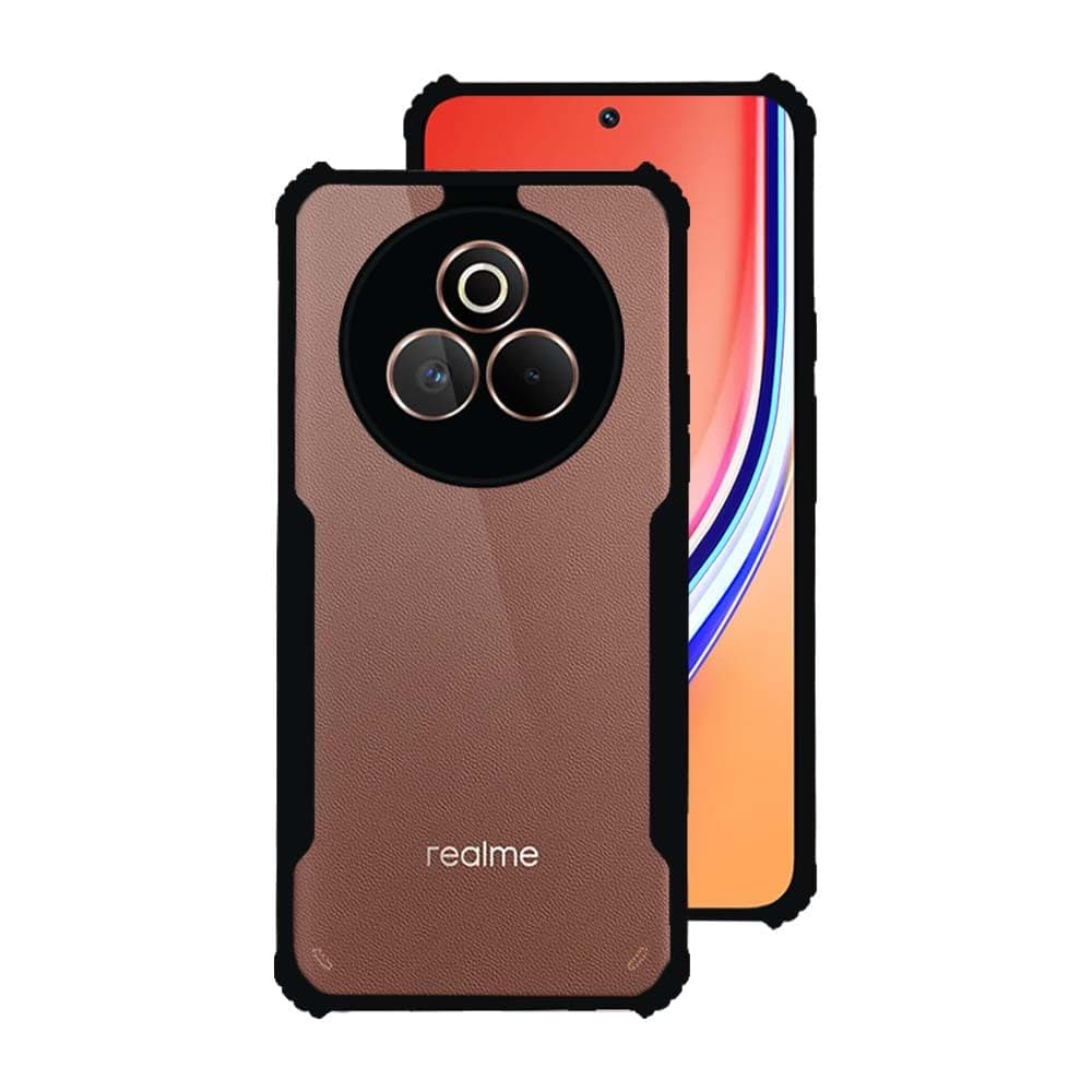 7SEVEN® Ipacky Back Cover for Realme P3 Pro Mobile Back Case Shock Proof Design Camera Edges Protection Crystal Clear Phone Case Precise Cutouts Matte Black Soft Bumper Phone Cover