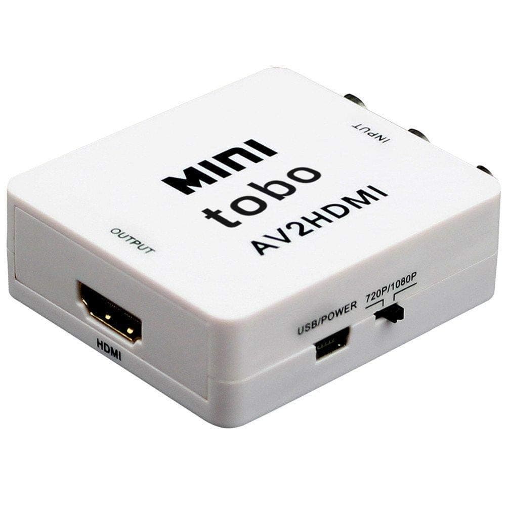 Tobo Mini AV to HDMI, Full HD 1080p Mini RCA Composite CVBS AV to HDMI Video Audio Converter Adapter AV2HDMI with USB Charge Cable for PC Laptop Xbox PS4 PS3 TV(TD-659VC)