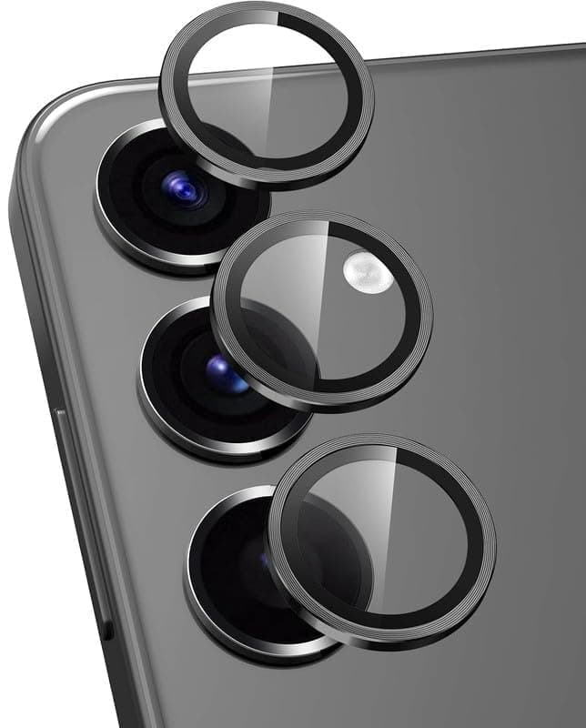 Amazon Brand - Solimo Glass Camera Lens Protector Protector Ring For Samsung Galaxy A35 5G Case Friendly with Edge to Edge Coverage and Easy Installation (Black)