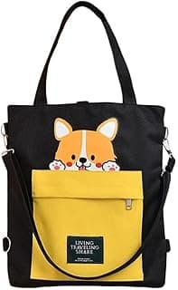 INOVERA (LABEL) Tote Bags for Women & Girls - Ladies Canvas Shoulder Handbags - Backpack With Adjustable Strap (Black)