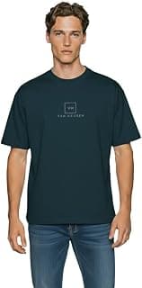 Van Heusen Men's Premium Cotton Oversized Drop Shoulder Brand Logo T-Shirt