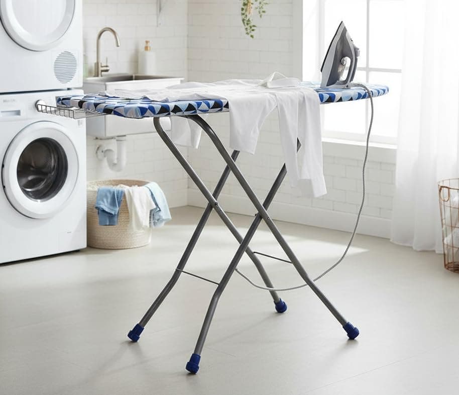 FLIPZON Wooden Self Standing 18" Unique Folding Premium Ironing Board/Table with Iron Holder, Foldable & Adjustable (122 x 47cm) - (Make in India) (Blue)