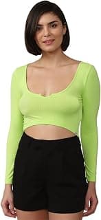 FOREVER 21 Womens Solid Regular Fit Crop Tops