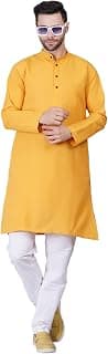 FEBRi Men's Cotton Ethnic Special Haldi Yellow Kurta | Casual Kurta for Men
