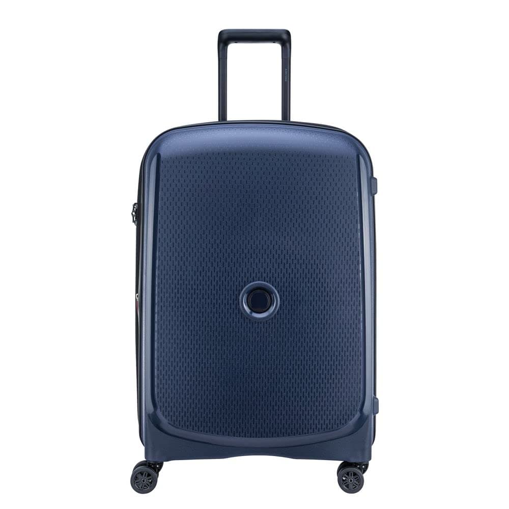DELSEY PARIS Belmont Plus 71 cms Medium Size Check-in Polypropylene Hard-Sided 8 Wheels Spinner and Expandable Suitcase/Trolley Bag for Travel with ®SECURI TECH Zip- Blue