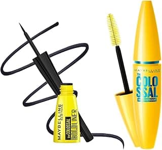 Maybelline New York Volume Express Colossal Masacara, Waterproof, Black, 10 Ml And Maybelline New York Colossal Bold Eyeliner, Black, 3G