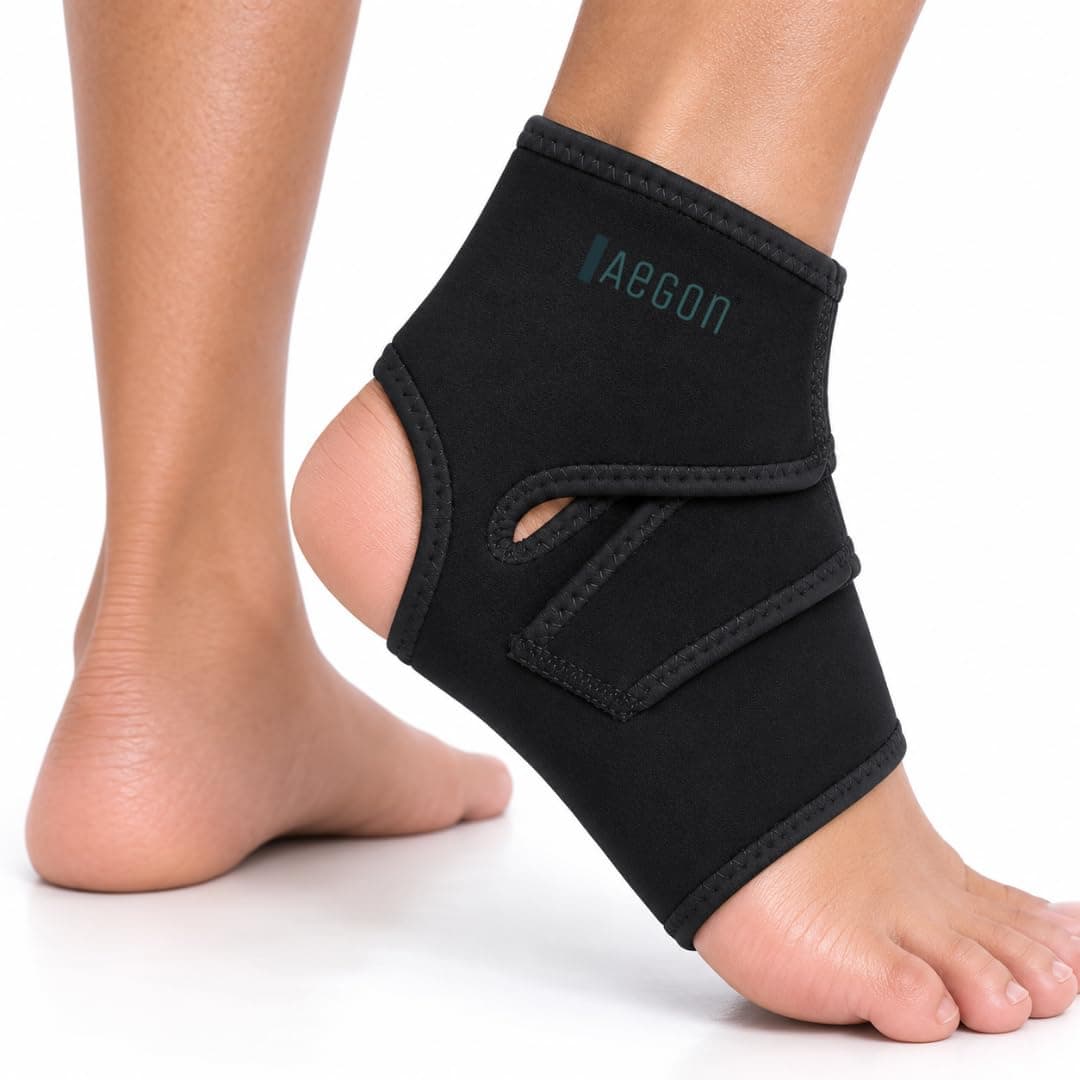 Aegon Ankle Support Brace for Men & Women | Adjustable Compression Ankle Binder for Sprain, Pain Relief, Sports, Running, Gym & Daily Support | Breathable Ankle Stabilizer (1 Pc)