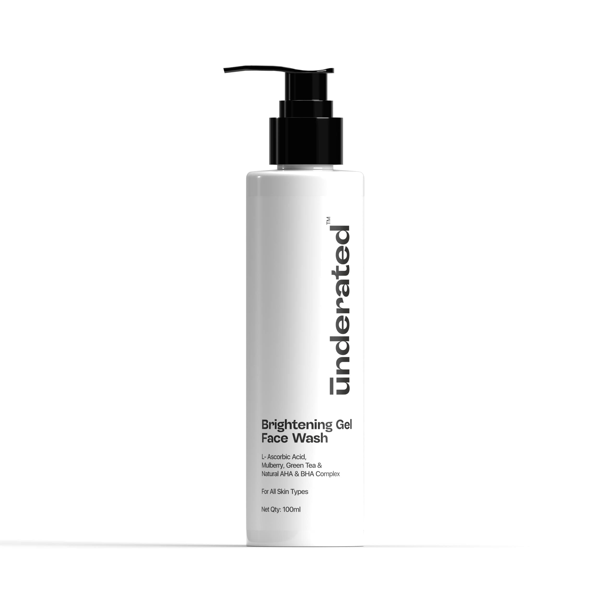 Underated Vitamin C Face Wash for Glowing Skin | Brightening Gel Cleanser with L-Ascorbic Acid, Mulberry & Green Tea | Removes Oil, Tan & Dullness | pH-Balanced | 100g