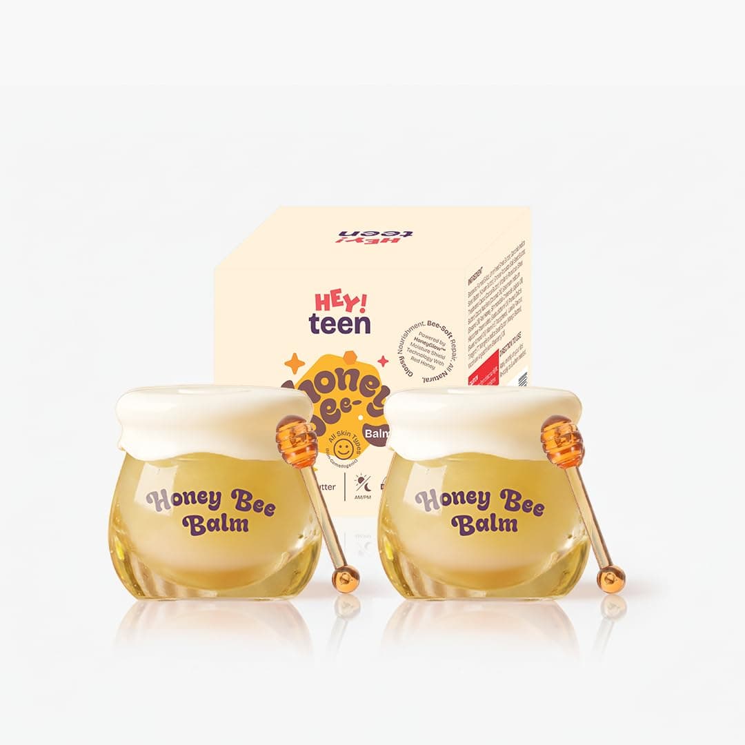 HEY TEEN Honey Bee Lip Balm Pack of 2 | Red Honey, Shea Butter & Seabuckthorn Oil | Natural Moisturizing & Repairing | Glossy Finish | Kids & Teen Lip Care (5+ Years) | 8 ml Each