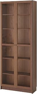 Ikea Billy/Oxberg Bookcase with Glass Door, Storage Shelves, Bookshelf for Living Room, Bedroom - 80x30x202 cm (Brown)