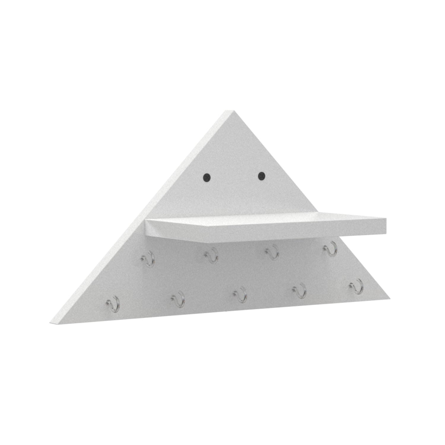 flux Wooden Display Shelves Shelf, Trophies Plant Stand with Hooks for Wall, floting Wall Mounted Shelf Multipurpose Rack,showpiece Stand for Living Room,Lobby Decoration (White Tringular)