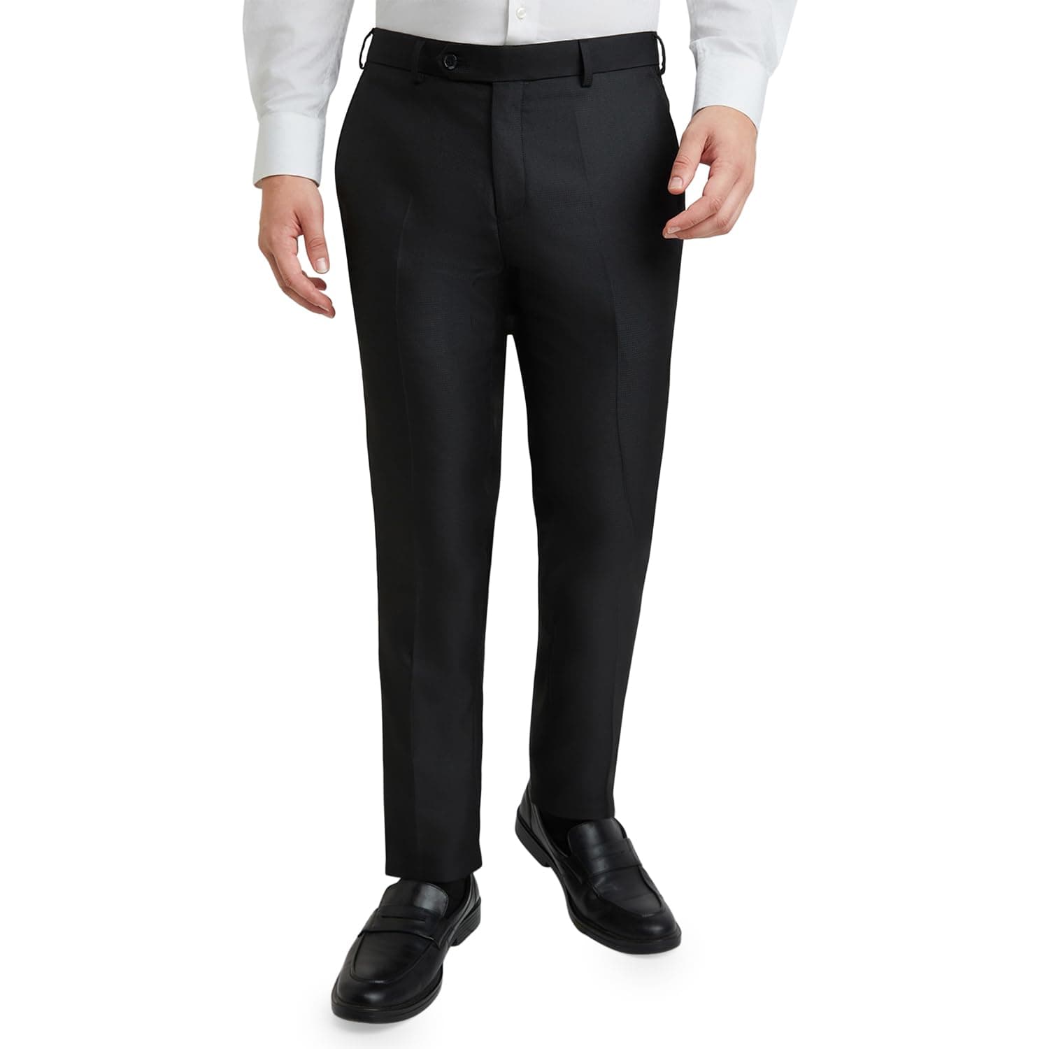 Raymond Men's Mid Rise Slim Fit Polyester Blend Structure Pattern Flat Front Formal Trouser