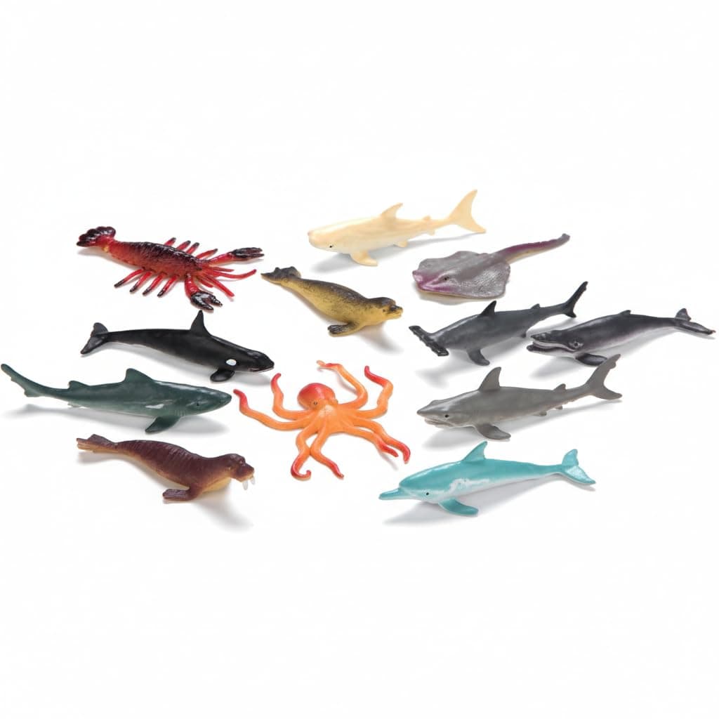 DIMAZO Small Kids Sea & Wild Animal Toys Sets for Fun, Educational, Spark Imagination and Learning (Multi Choice Sets) (Marine Animals) 12pcs